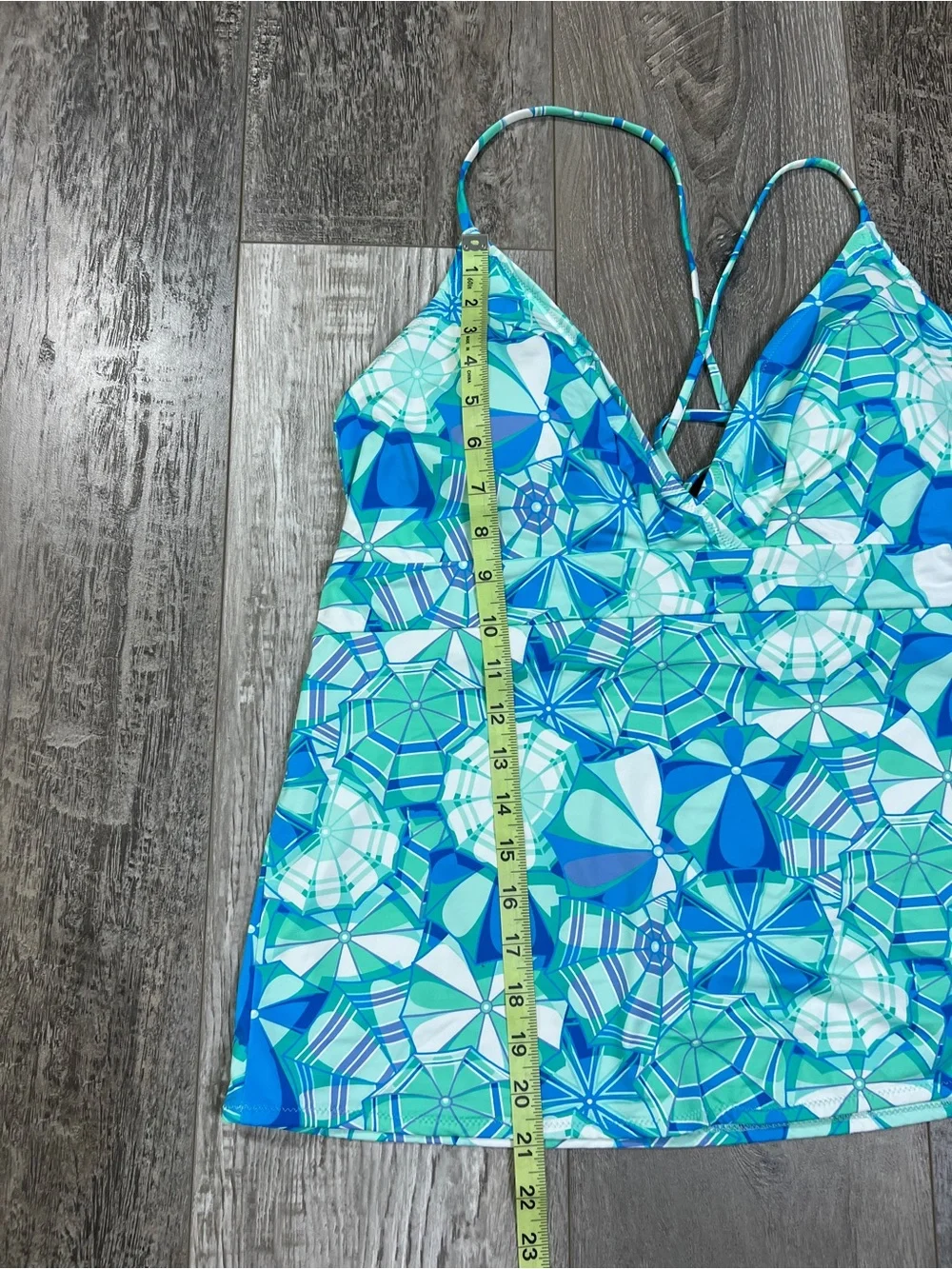 Vineyard Vines Sconset Tankini Top Beach Umbrella Blue Green Crossover Size XL